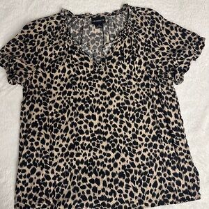 Liz Claiborne Black and Tan Animal Print Blouse